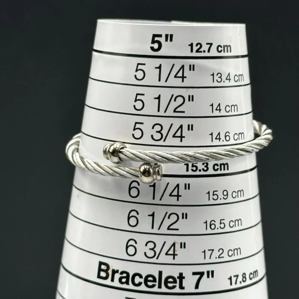 Eikon Watch Womens Silver Tone White Twisted Cable Band New Battery 6.25